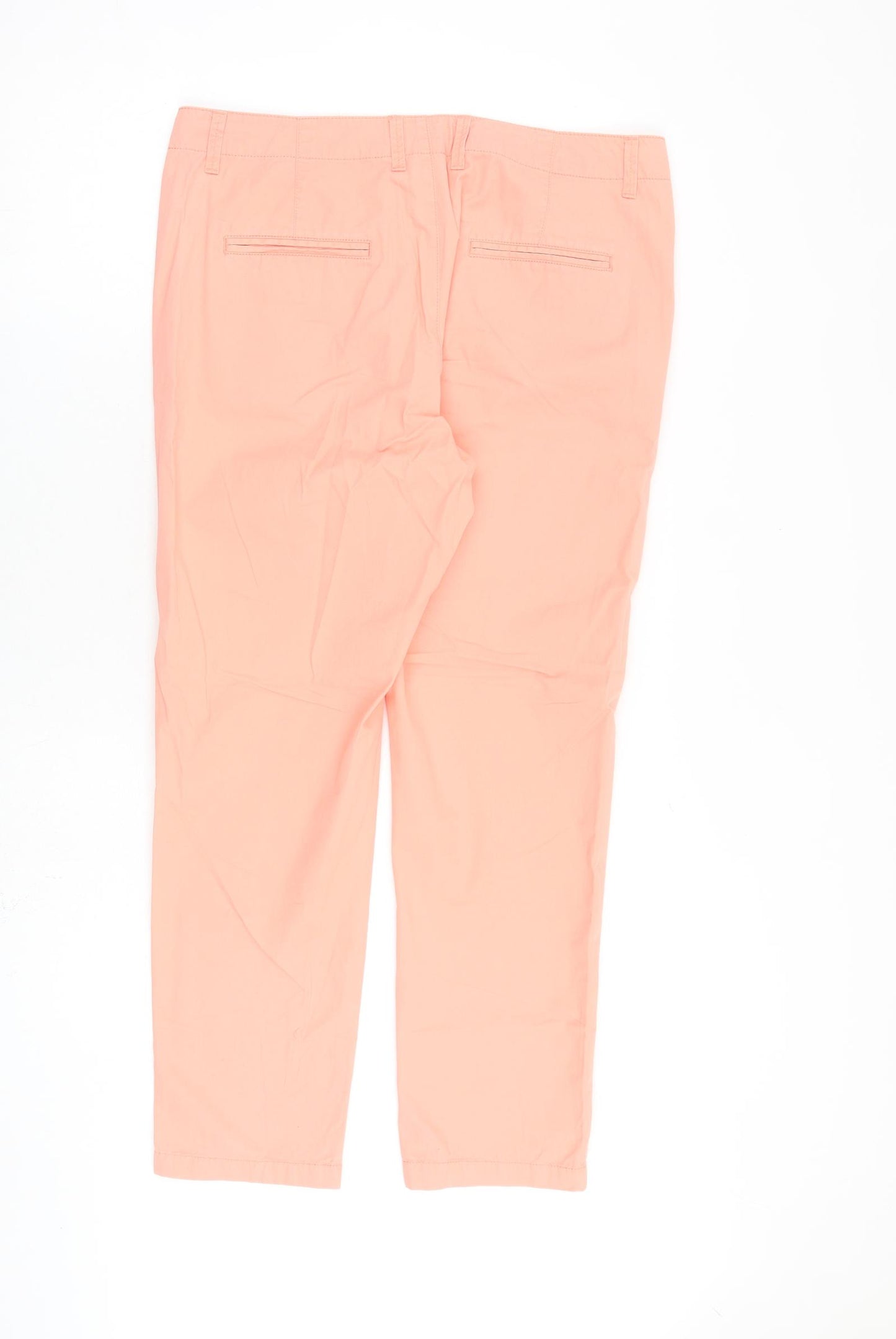 Indigo Womens Pink Cotton Chino Trousers Size 12 L28 in Regular Zip