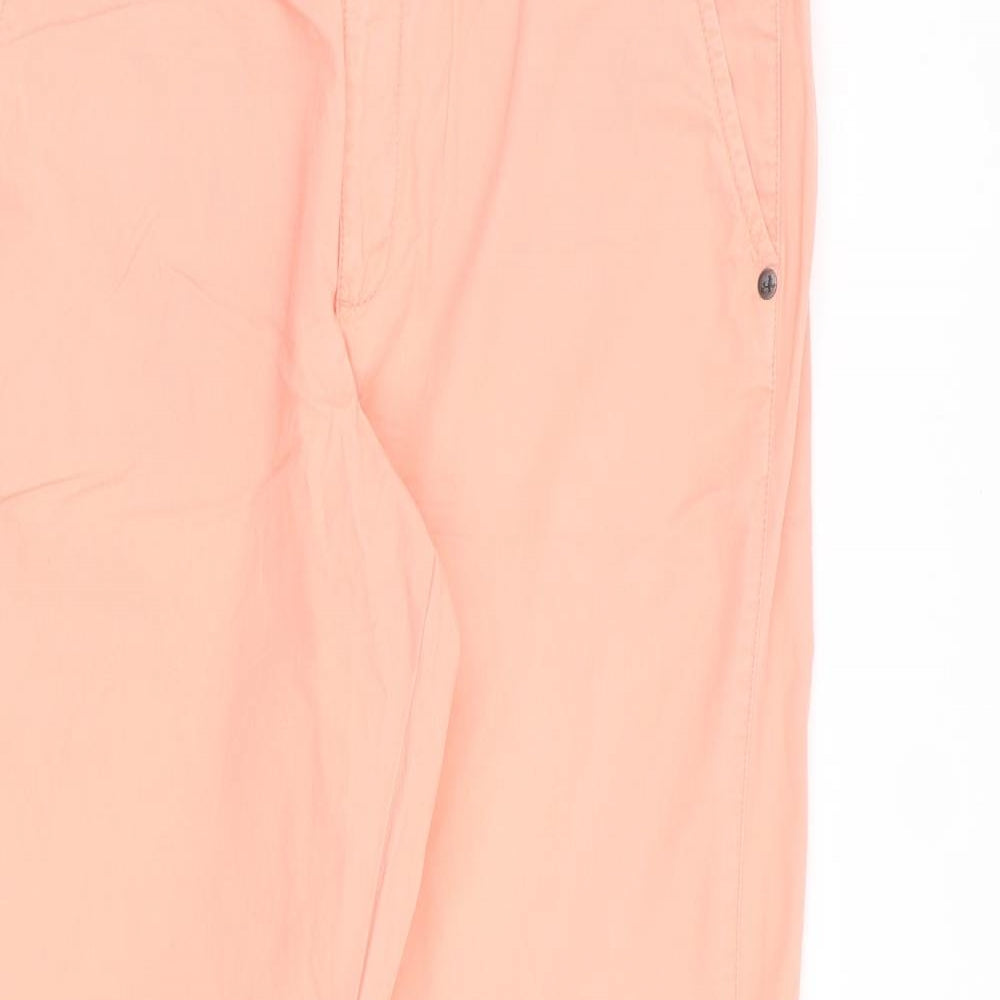 Indigo Womens Pink Cotton Chino Trousers Size 12 L28 in Regular Zip