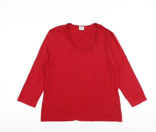 Viyella Womens Red Viscose Basic T-Shirt Size M Scoop Neck