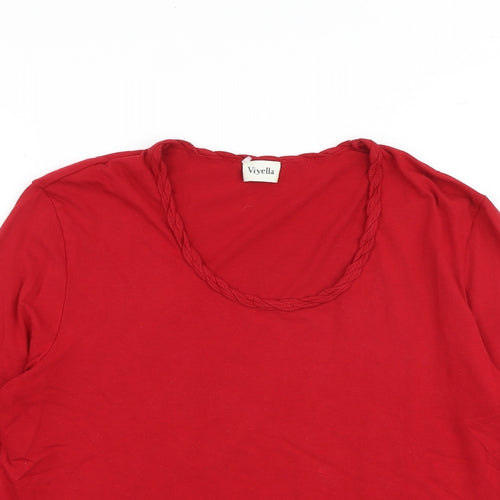 Viyella Womens Red Viscose Basic T-Shirt Size M Scoop Neck