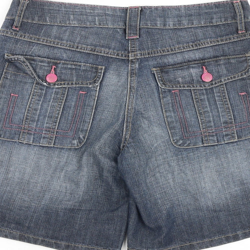 Papaya Womens Blue Cotton Mom Shorts Size 8 L8 in Regular Zip