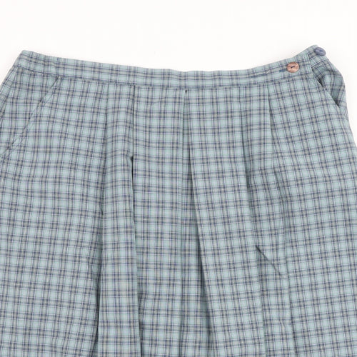 Country Collection Womens Blue Plaid Polyester Swing Skirt Size 20 Zip
