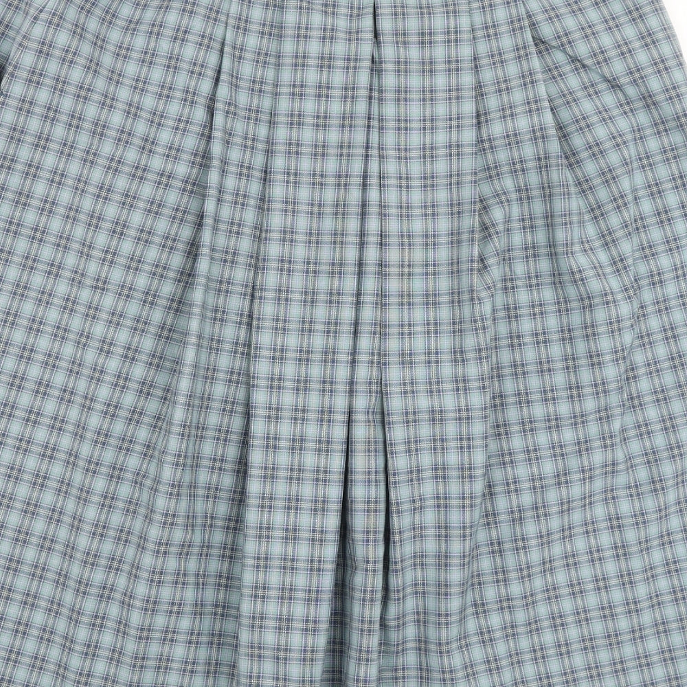 Country Collection Womens Blue Plaid Polyester Swing Skirt Size 20 Zip