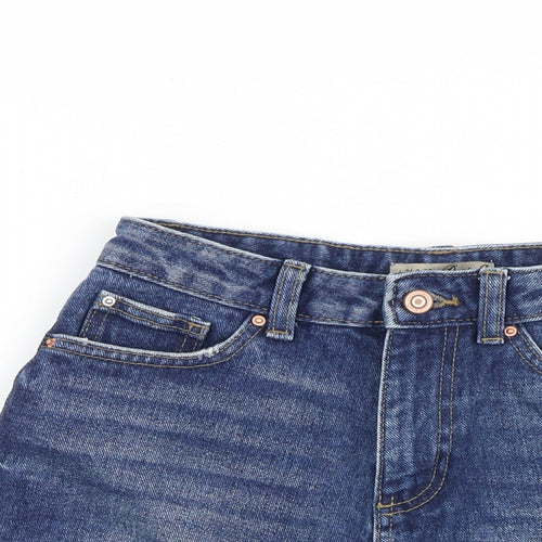 Denim & Co. Womens Blue 100% Cotton Cut-Off Shorts Size 6 Regular Zip