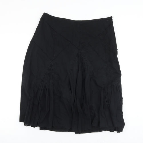 NEXT Womens Black Cotton Swing Skirt Size 14 Zip