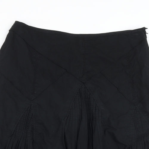 NEXT Womens Black Cotton Swing Skirt Size 14 Zip