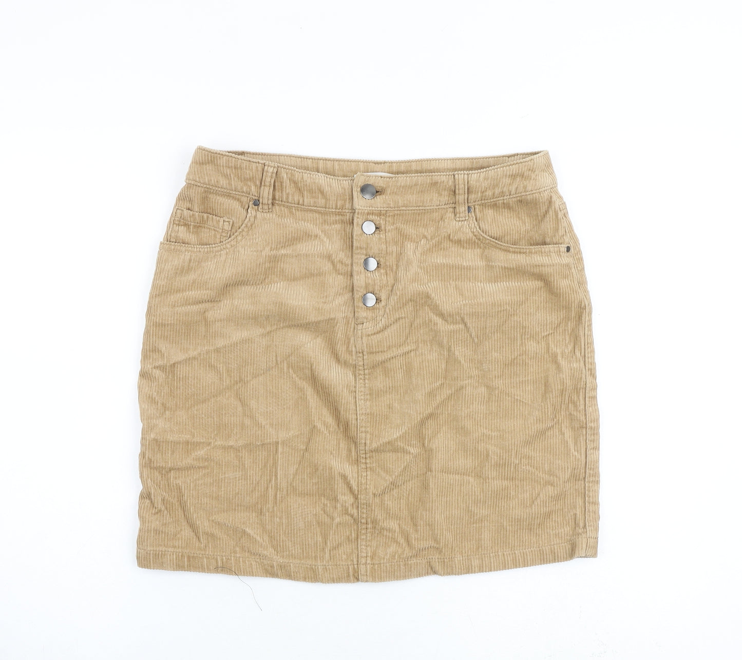 TU Womens Brown Cotton A-Line Skirt Size 12 Zip
