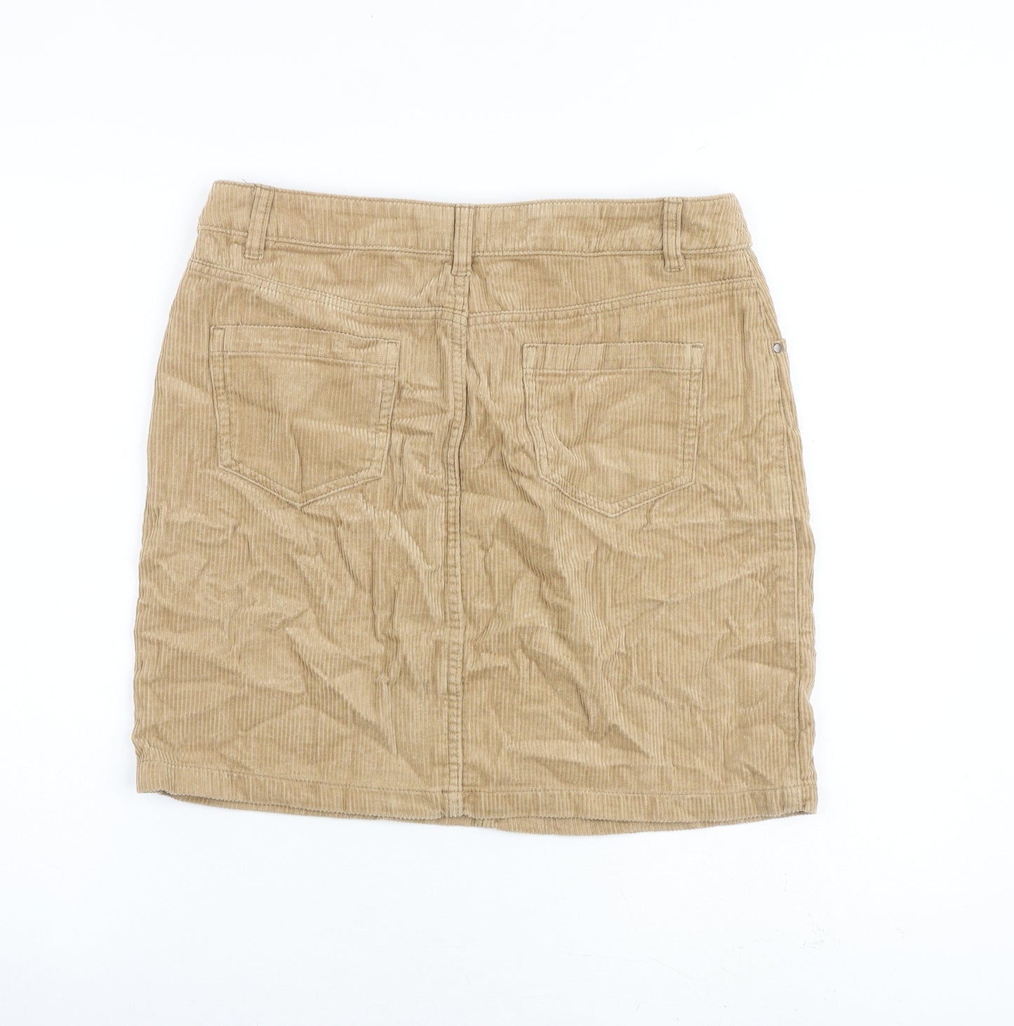 TU Womens Brown Cotton A-Line Skirt Size 12 Zip