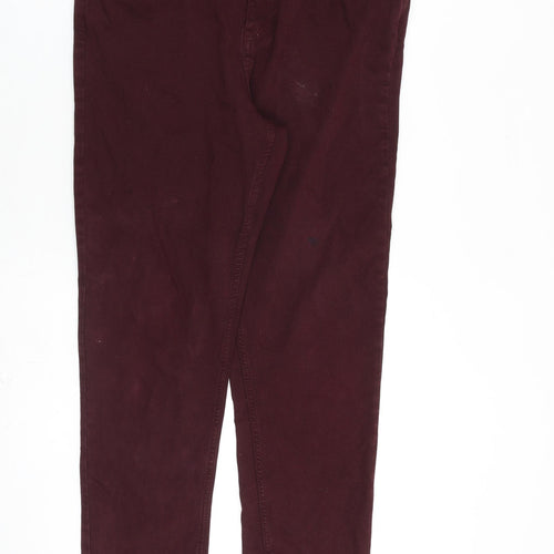 Jasper Conran Womens Red Cotton Straight Jeans Size 16 L28 in Regular Zip