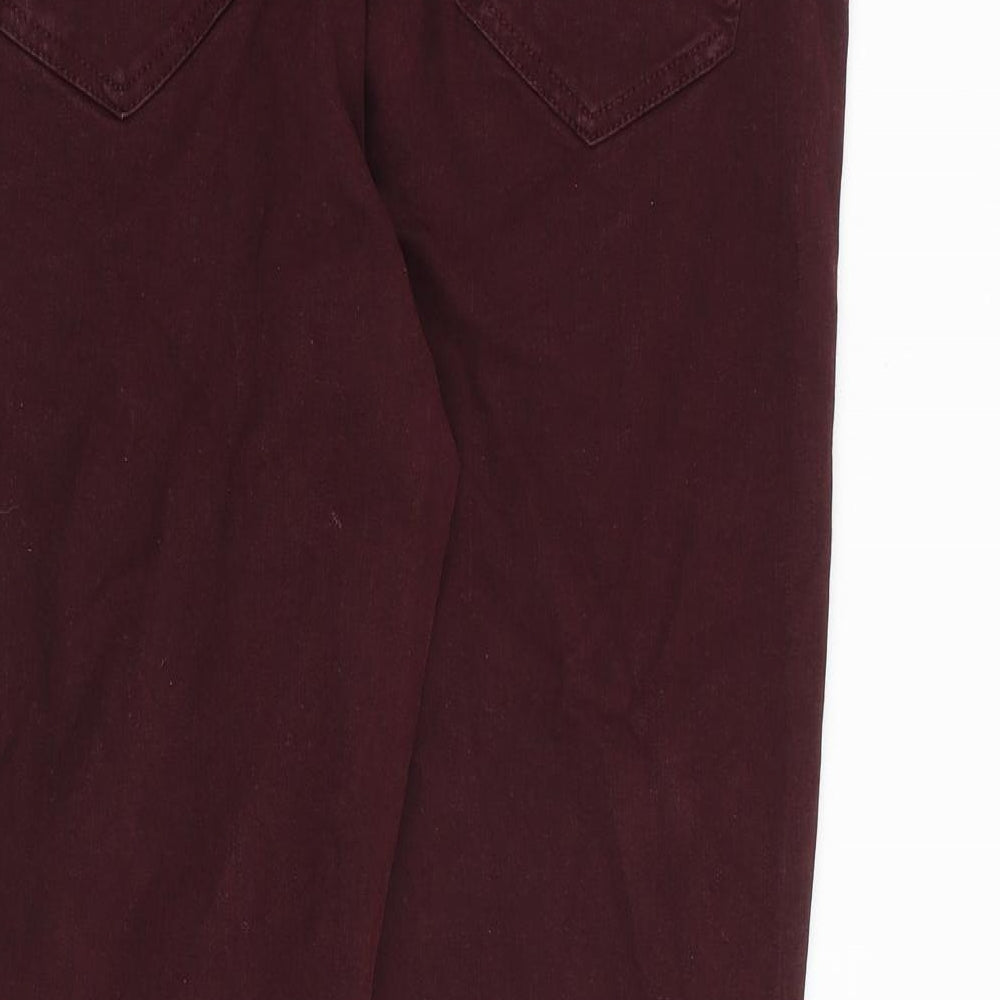 Jasper Conran Womens Red Cotton Straight Jeans Size 16 L28 in Regular Zip