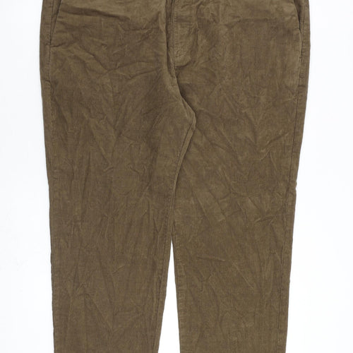 Marks and Spencer Mens Brown Cotton Trousers Size 44 in L29 in Regular Zip