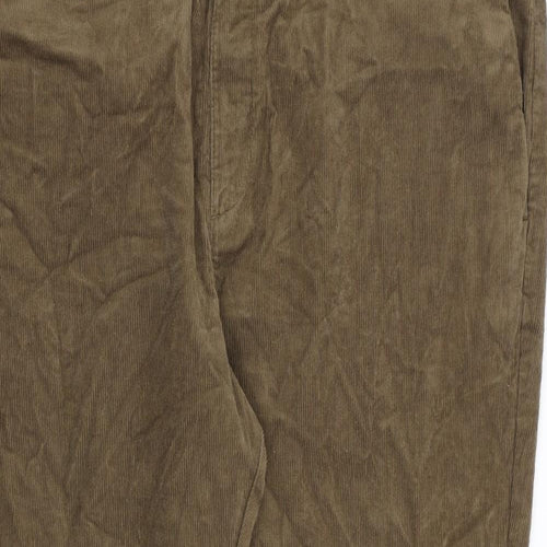 Marks and Spencer Mens Brown Cotton Trousers Size 44 in L29 in Regular Zip