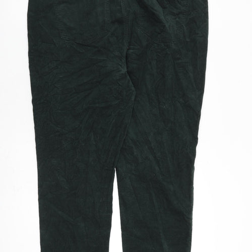 Marks and Spencer Womens Green Cotton Trousers Size 22 L29 in Regular Zip