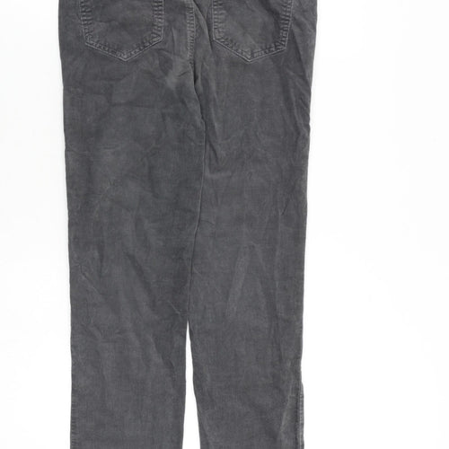 Marks and Spencer Womens Grey Cotton Trousers Size 10 L27 in Regular Zip