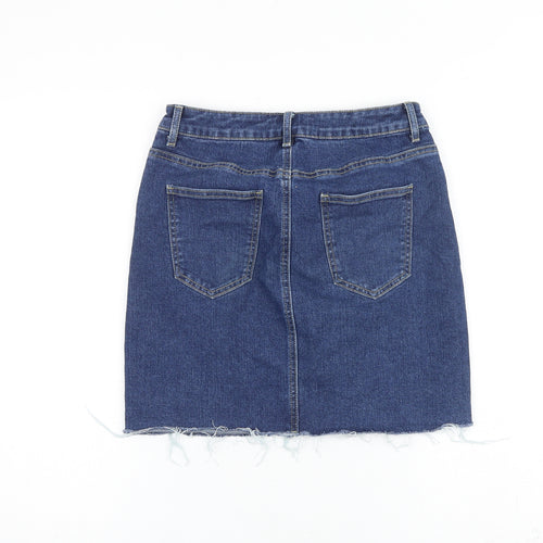 TALLY WEiJL Womens Blue Cotton A-Line Skirt Size 10 Zip
