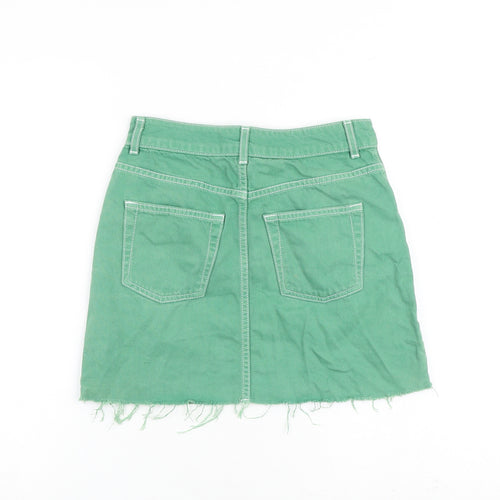 Topshop Womens Green Cotton Mini Skirt Size 8 Zip