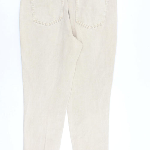 NEXT Womens Beige Cotton Tapered Jeans Size 12 L26 in Regular Zip
