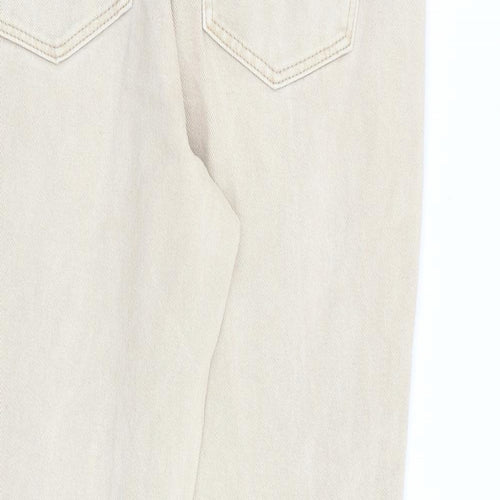 NEXT Womens Beige Cotton Tapered Jeans Size 12 L26 in Regular Zip