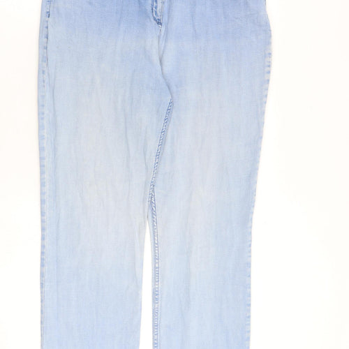 Classic Womens Blue Cotton Straight Jeans Size 16 L31 in Regular Zip