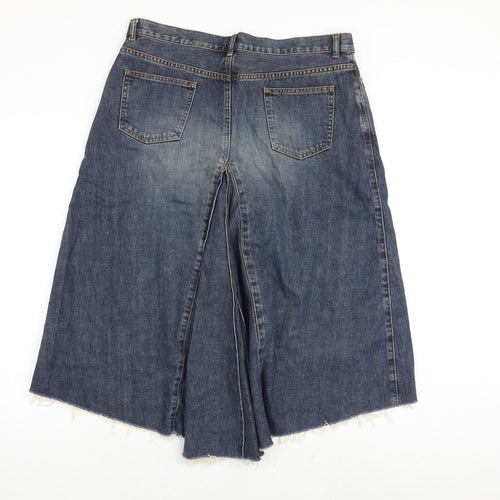 Per Una Womens Blue Cotton A-Line Skirt Size 16 Zip