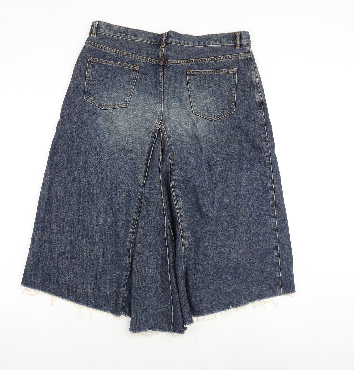 Per Una Womens Blue Cotton A-Line Skirt Size 16 Zip