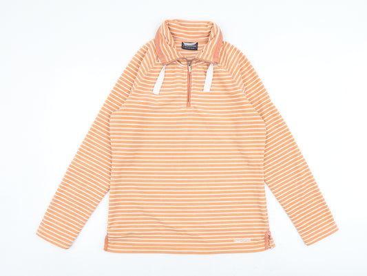 Craghoppers Womens Orange Striped Polyester Pullover Sweatshirt Size 12 Zip