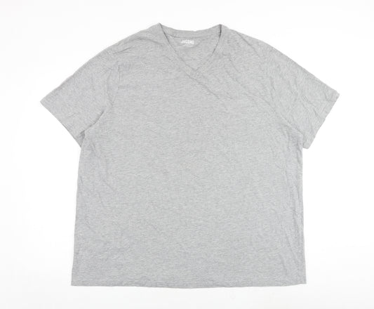 Jacamo Mens Grey Cotton T-Shirt Size 2XL V-Neck