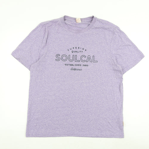 SoulCal&Co Mens Purple Cotton T-Shirt Size XL Crew Neck
