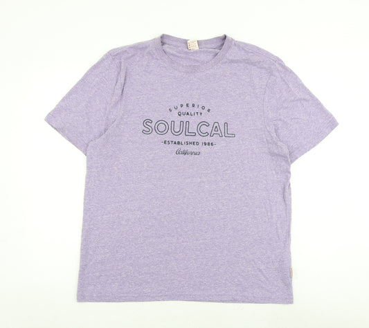 SoulCal&Co Mens Purple Cotton T-Shirt Size XL Crew Neck