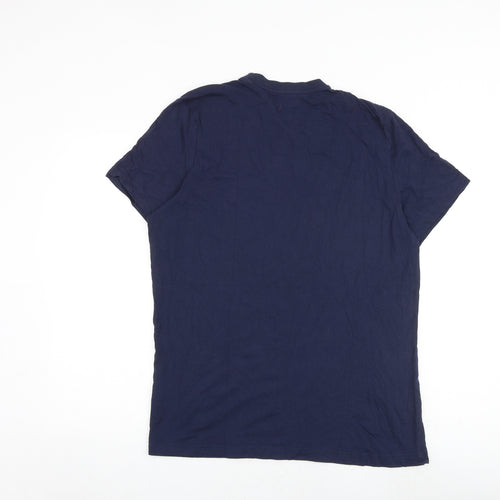 Reebok Mens Blue Polyester T-Shirt Size L Crew Neck