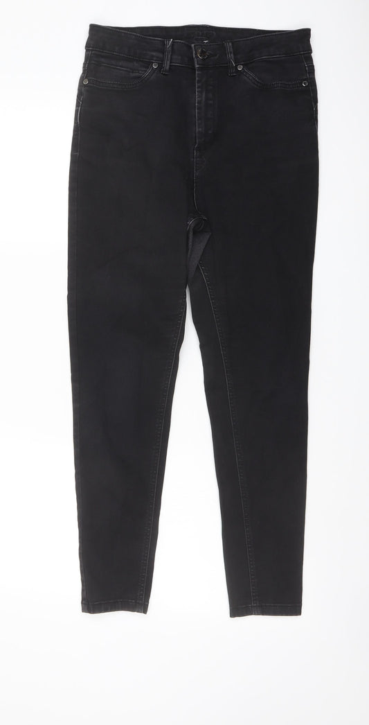 Per Una Womens Black Cotton Skinny Jeans Size 12 L26 in Regular Button