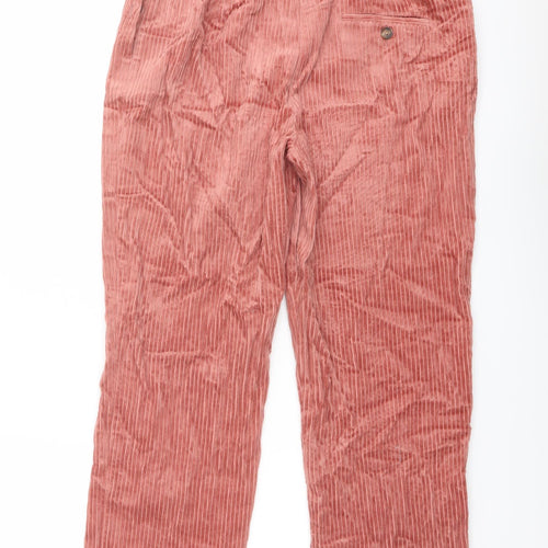 Marks and Spencer Womens Pink Cotton Trousers Size 12 L26 in Regular Button