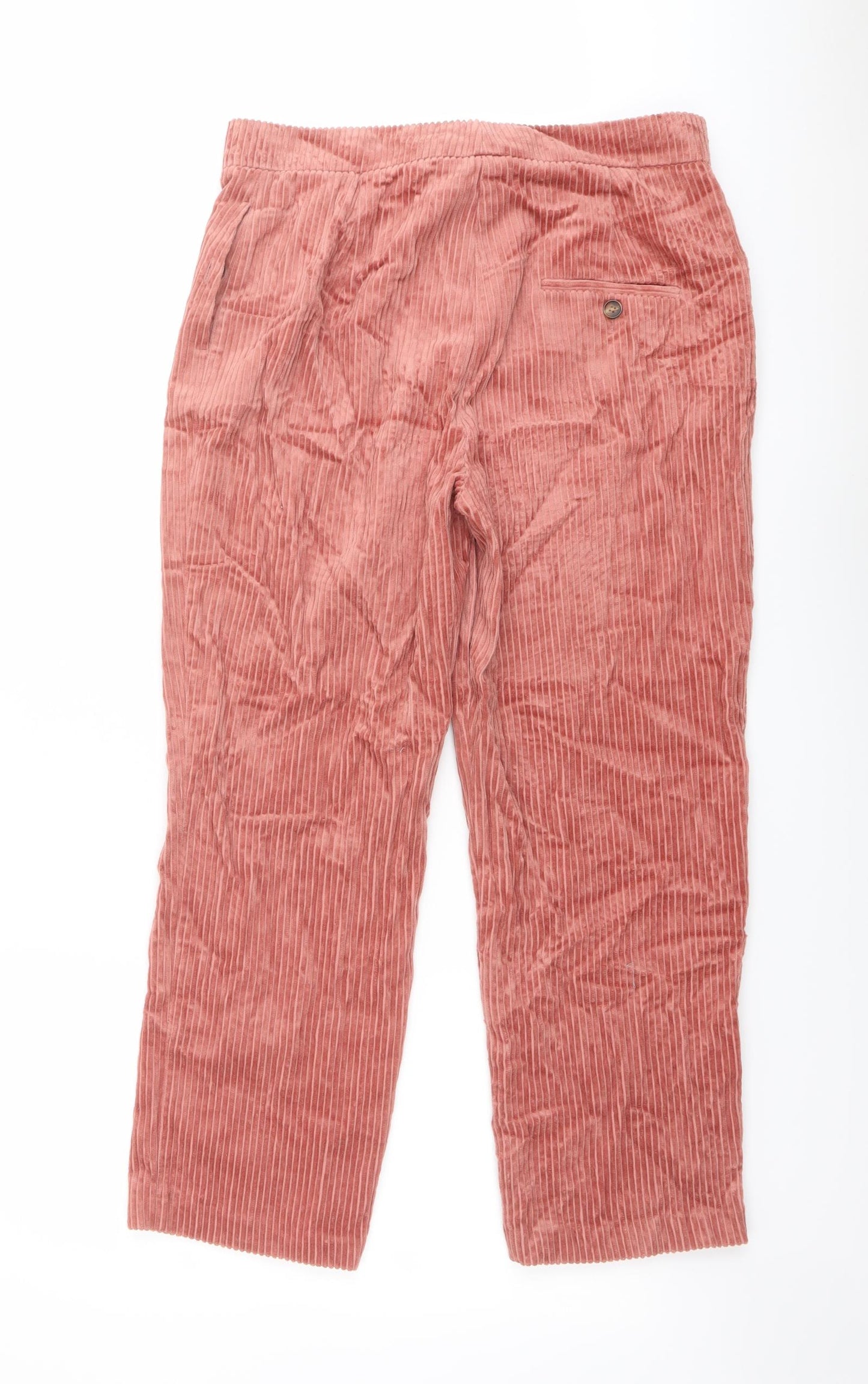 Marks and Spencer Womens Pink Cotton Trousers Size 12 L26 in Regular Button