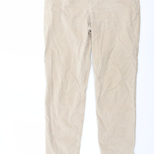 Peruvian Connection Womens Beige Herringbone Cotton Trousers Size 14 L30 in Regular Button