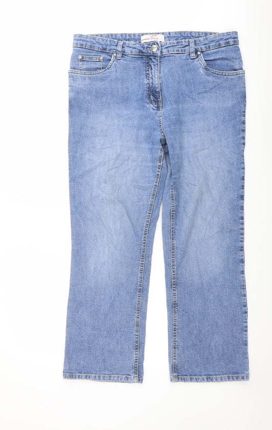 Papaya Womens Blue Cotton Bootcut Jeans Size 16 L26 in Regular Button