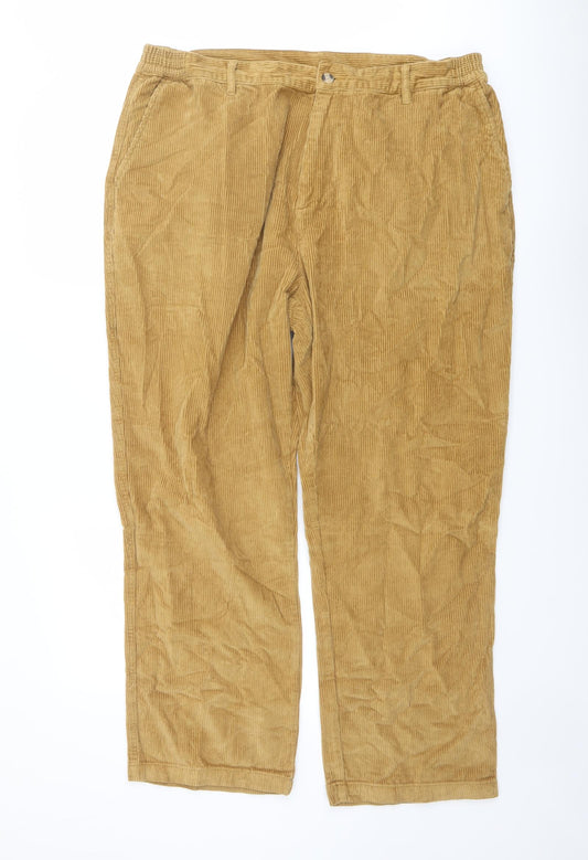 Cotton Traders Mens Brown Cotton Trousers Size 36 in L29 in Regular Button