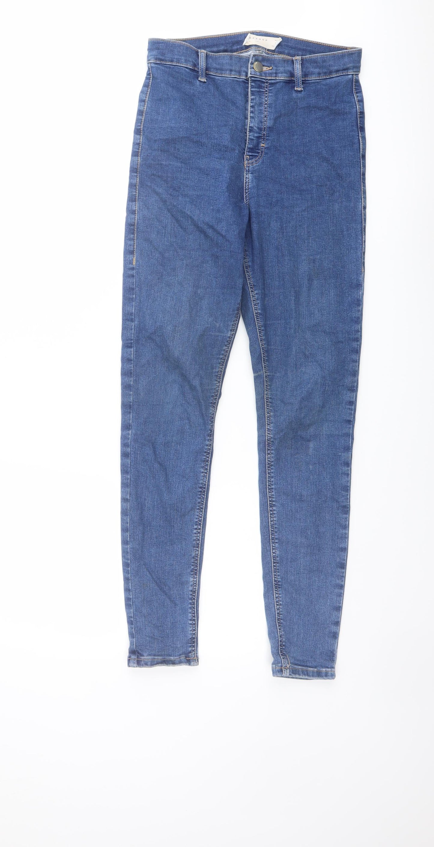 Topshop Womens Blue Cotton Skinny Jeans Size 27 in L28 in Regular Button