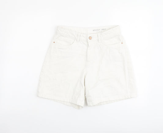 Noisy may Womens Ivory Cotton Mom Shorts Size S L6 in Regular Button