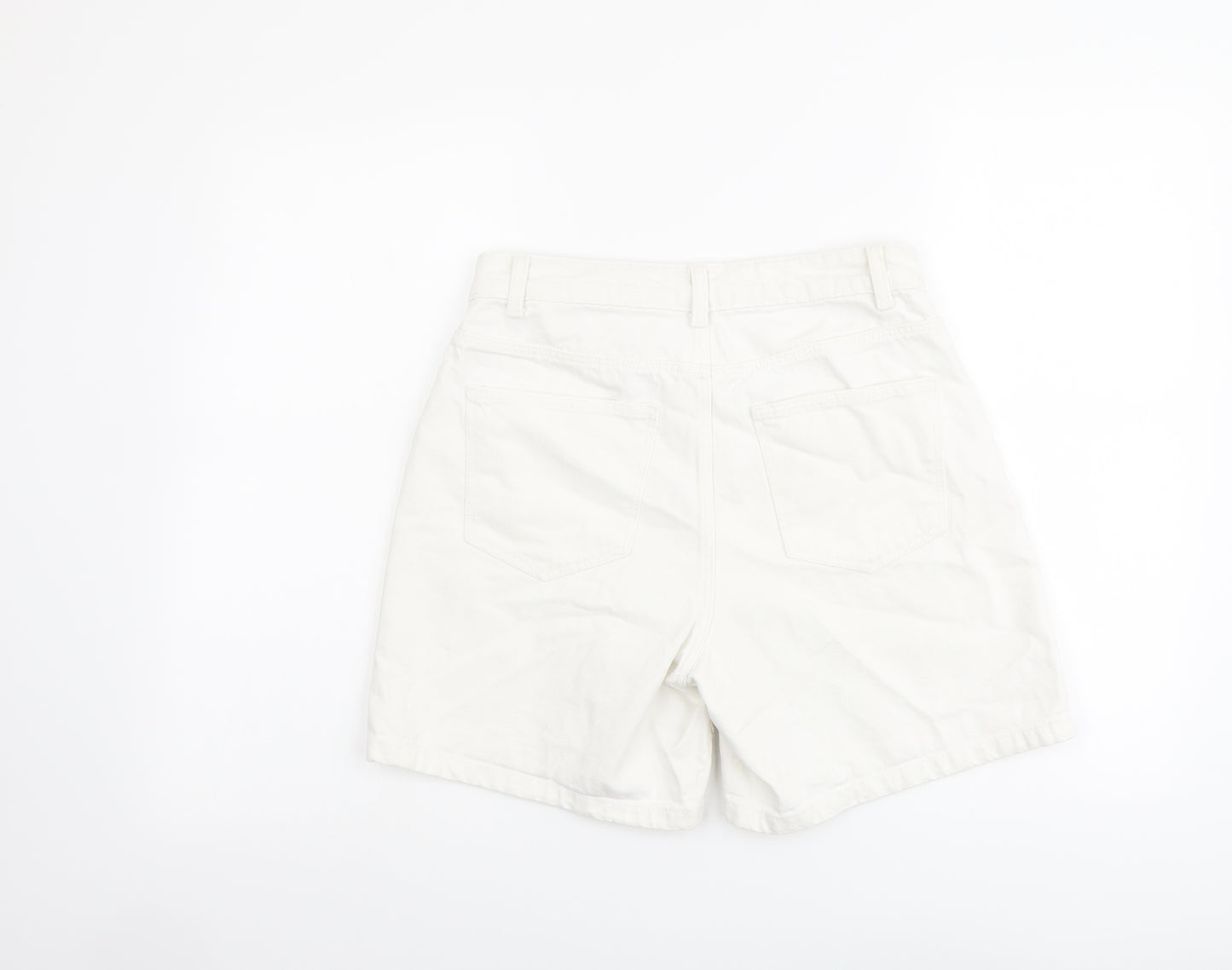 Noisy may Womens Ivory Cotton Mom Shorts Size S L6 in Regular Button