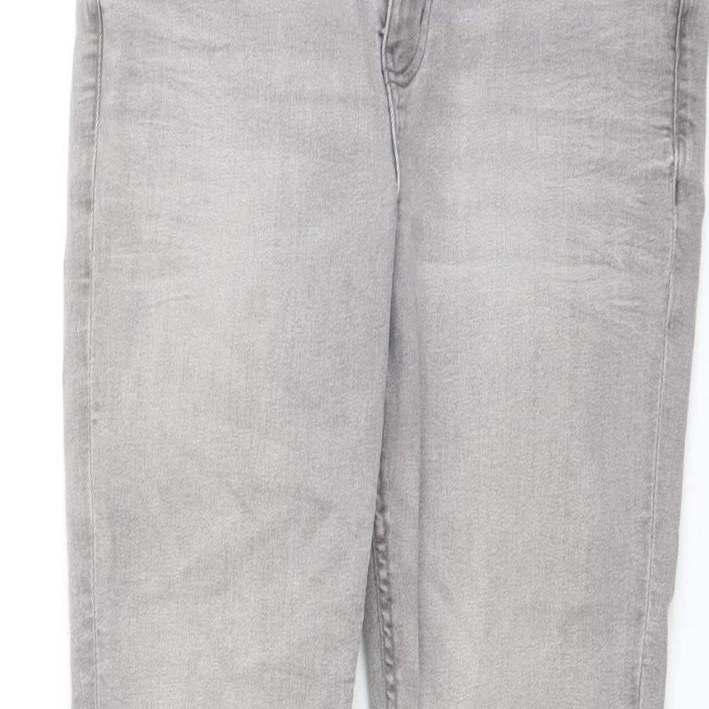 Marks and Spencer Womens Grey Cotton Skinny Jeans Size 14 L25 in Regular Button