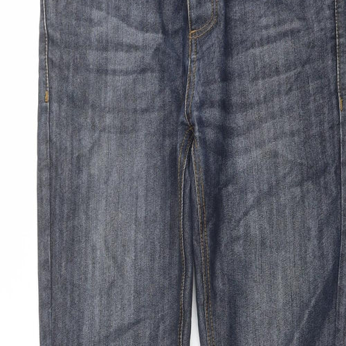Denim & Co. Mens Blue Cotton Straight Jeans Size 32 in L30 in Regular Button