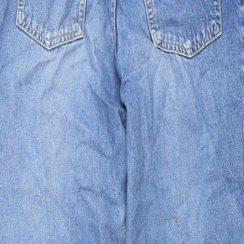 Marks and Spencer Womens Blue Cotton Mom Jeans Size 12 L26 in Regular Button