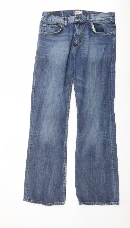 Tommy Hilfiger Mens Blue Cotton Straight Jeans Size 32 in L34 in Regular Button