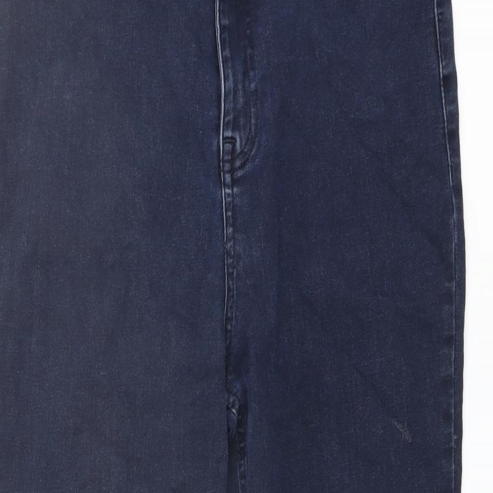 F&F Womens Blue Cotton Skinny Jeans Size 14 L27 in Regular Button