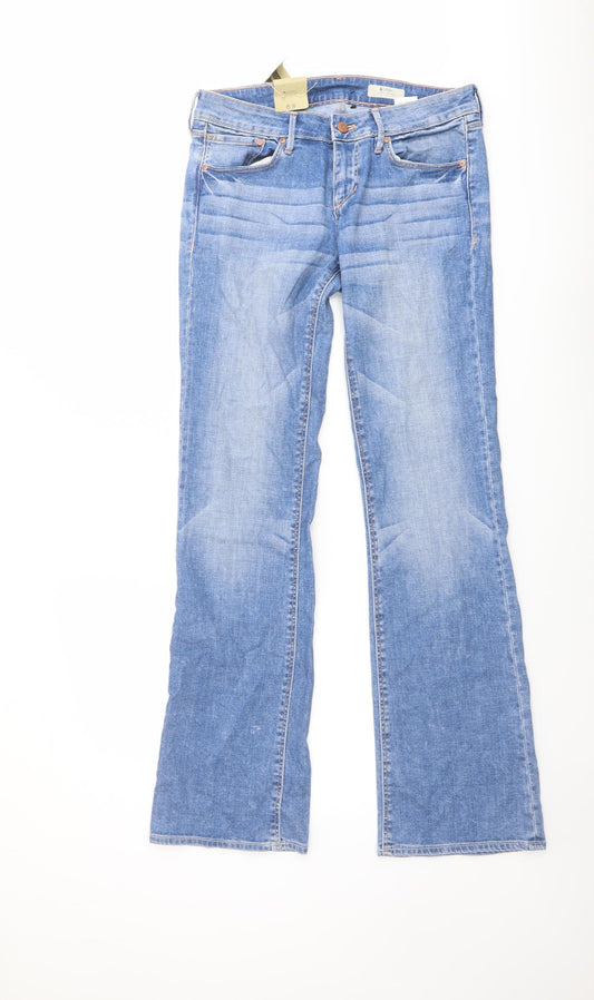 H&M Womens Blue Cotton Flared Jeans Size 27 in L32 in Regular Button
