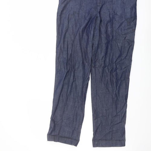 Marks and Spencer Womens Blue Cotton Trousers Size 12 L28 in Regular