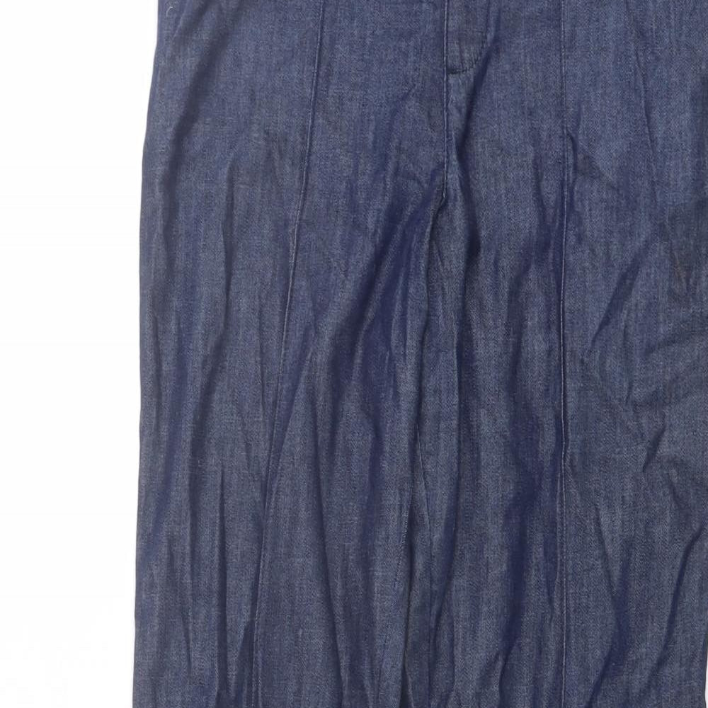 Marks and Spencer Womens Blue Cotton Trousers Size 12 L28 in Regular