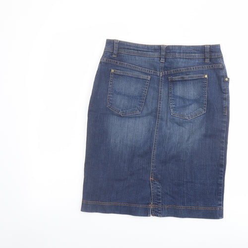 Seasalt Womens Blue Cotton A-Line Skirt Size 10 Button