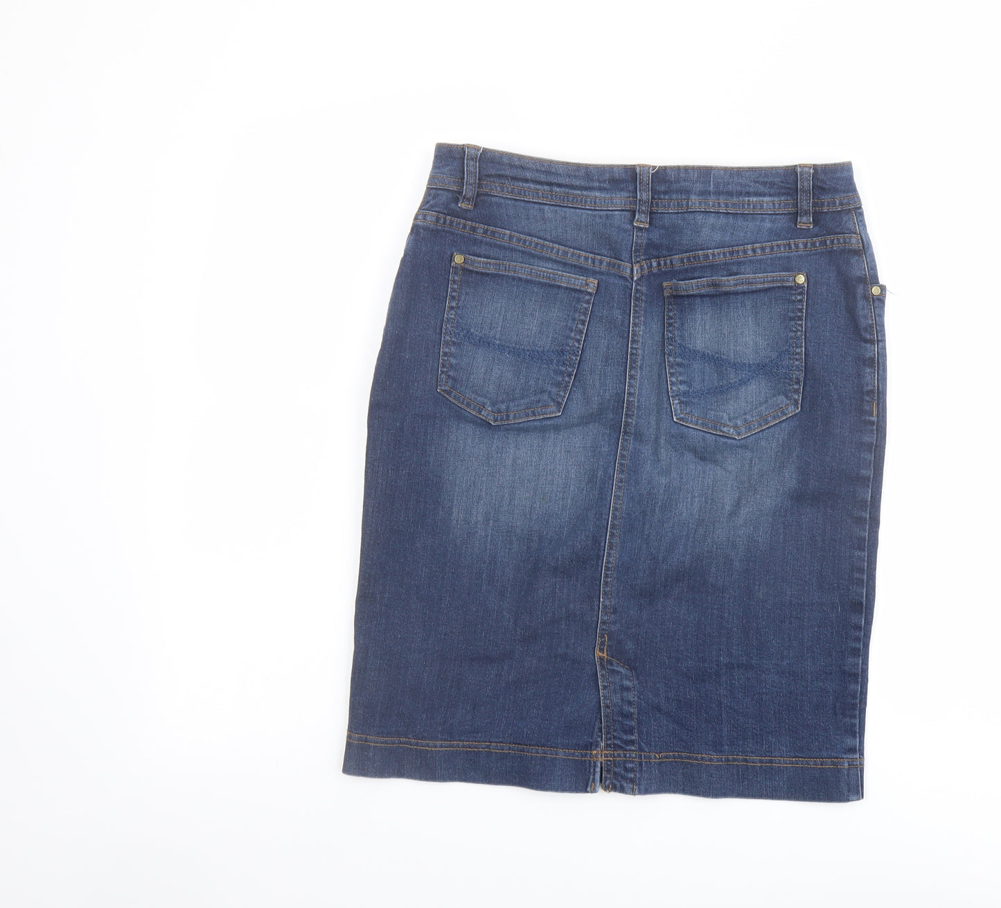 Seasalt Womens Blue Cotton A-Line Skirt Size 10 Button