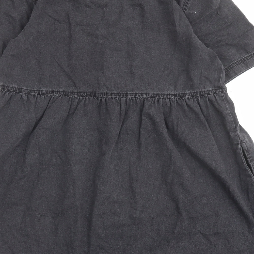 ASOS Womens Grey Cotton A-Line Size 12 Crew Neck Button